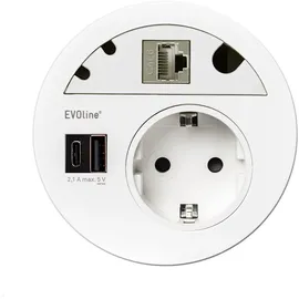 EVOline Circle80 Einbausteckdose mit USB-Doppelcharger A/C Weiß