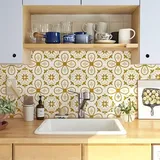 Fliesenaufkleber 15x15 Senf Gelbe Blume Fliesenaufkleber Wasserdicht Klebefliesen Ölfest Fliesenaufkleber Bad Fliesenfolie Dekorieren Fliesenaufkleber Küche 10 Stück