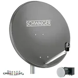 Schwaiger 714517 SAT-Antenne (75 cm, Stahl, Quad LNB, anthrazit)