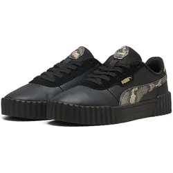 Sneaker PUMA "Carina 3.0 Snake Chic Damen", Gr. 42, schwarz (schwarz gold), Obermaterial: Textil, Kuhleder, Synthetik; Futter: Textil; Innensohle: Textil; Laufsohle: Gummi, Schuhe