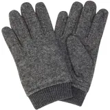Boss Strickhandschuhe "Kalsper", Damen, Gr. M-L, medium grau 030, Web, Wollmischung, unifarben, Handschuhe, mit Labelaufnäher aus Leder