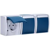 Busch-Jaeger Schuko-Steckdose 3-fach Grau/Blaugrün