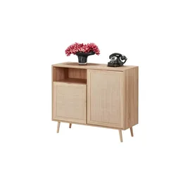 Finori Kommode Bali 101,5 x 87 x 40 cm Sonoma Eiche / Rafia Geflecht