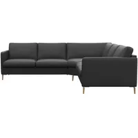 FLEXLUX Ecksofa »Fiore, gleichschenklig, bequem durch hochwertigem Sitzaufbau«, schmale Armlehnen, Kaltschaum, Füße Alu+ Eiche schwarz