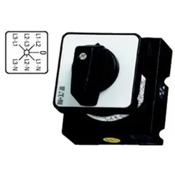Eaton 019372 Spannungsmesserumschalter, T3, 32 A, Zentraleinbau, 3 Baueinheit(en), Kontakte: 6, 45 °, rastend, mit 0-Stellung,