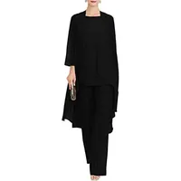 Godoboo Damen Hosenanzug Spitze Ärmellos Chiffon Set 3 Teiliges Set Spitze Chiffon Shirt Und Hohe Hosenanzug Dreiteilig Hosenanzug Cocktail Party Spitzen Vintage Lange Hose Abendanzug Outfit - 5XL