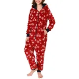 normann Jumpsuit Overall Onesie Schlafanzug Eiskristall Sterne - 50918 in rot | Gr.: 128