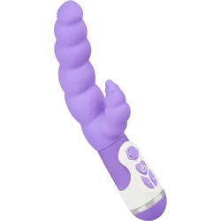 Silikon-Vibrator mit Struktur, 24 cm, lila | weiß