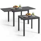 Tectake Gartentisch 80–160 x 80 x 75 cm Dunkelgrau