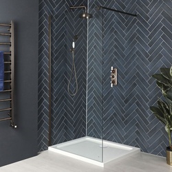 Walk-In Eck-Dusche Bronze inkl. Duschwanne, Wählbare Größe - Augusta, von Hudson Reed