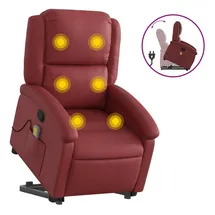 vidaXL Massagesessel mit Aufstehhilfe Weinrot Kunstleder