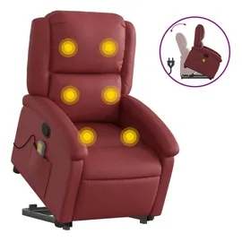 vidaXL Massagesessel mit Aufstehhilfe Weinrot Kunstleder