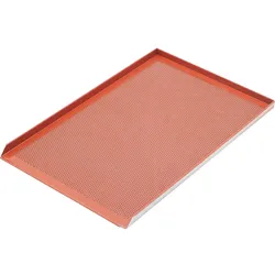 Stalgast 3-Rand-Backblech aus Aluminium, gelocht, Silikonbeschichtung, Bäckernorm 600x400 mm