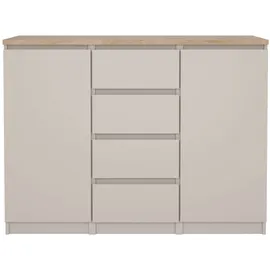 Home Affaire Kommode HOME AFFAIRE "Naia, Sideboard, 4 Schubladen, 2 Türen, Aufbewahrung, grifflose Front", beige (kaschmir), B:120,8cm H:90,7cm T:50cm, Holzwerkstoff, Sideboards, Kommode, Mit Einlegeböden, modern, skandinavisches Design, in mehrere Farben