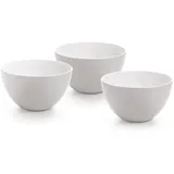 Qdesign - 3er-Set Melaminschalen (12,5 cm) - Schüsseln aus Neutralem und Gesundem Material - Stapelbare Küchenbehälter - Ideal für Beilagen & Desserts - Weiß