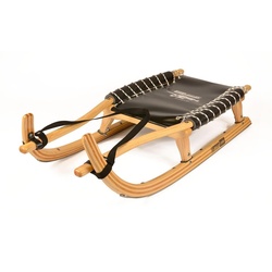 German Luge Rodel GL128 cm Doppel Farbe natur, Gurtband, Rennstahl, schwarz beige 50 cm x 128 cm x 21 cm
