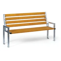 Sitzbank für den Außenbereich CITY mit Rückenlehne, verzinkt, 1660 mm, Limba