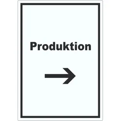 HB-Druck Produktion Aufkleber mit Text und Richtungspfeil rechts Herstellung hochkant A3 (297x420mm)
