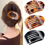 Tumurup Haarklammern Damen, 3 Stück Haarklammer Mittelgroß Haarspange Flach Damen Flat Claw Clip Haarklammer mit Leopardenmuster Haarspangen für Dickes oder Dünnes Haar, Alltag, Sport oder Fahren