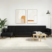 vidaXL Schlafsofa in L-Form Schwarz 275x140x70 cm Samt