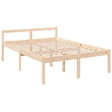 vidaXL Seniorenbett, Bett Holzbett für Schlafzimmer, Bettgestell Bettrahmen mit Lattenrost Kopfteil, Massivholzbett Doppelbett Komfortbett, 140x200cm Massivholz Kiefer