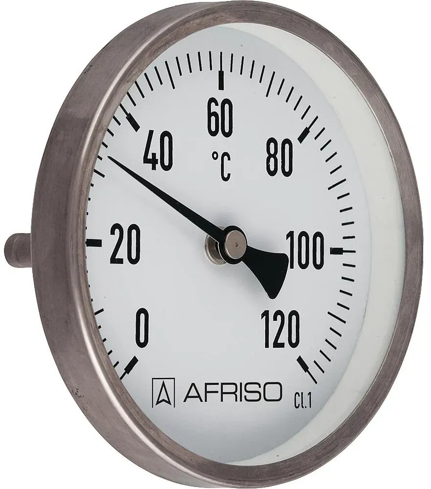 Edelstahlthermometer, 0 - 120°C, 1/2'', 100 mm, Schutzrohr 150 mm