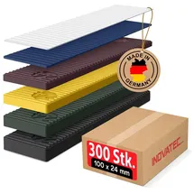 Inovatec GmbH INOVATEC Kunststoff Verglasungsklötze 300 Stück | 1-6 mm Stärken sortiert | Distanzklötze & Trageklötze Set 100x24mm | Abstandshalter für Fenster, Türen & Glas | Profi-Montagezubehör