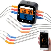 Rosenstein & Söhne Profi-Grillthermometer mit Bluetooth und App, Farb-Display,