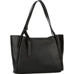 Shopper GABOR "Laci", Damen, Gr. B/H/T: 38,5cm x 25cm x 12cm, schwarz, Polyurethan, clean, gepflegt, Taschen, betont durch eingefasste Lederimitat-Streifen und einem feinen Knoten