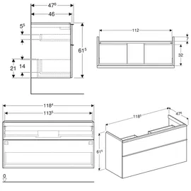 Geberit iCon Waschtischunterschrank 2 Schubladen,