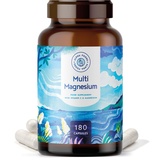 Multi Magnesium – 180 Kapseln aus bioaktiven Magnesium Supremo Supplement, Magnesium Quellen (Phyto-Magnesium, Bisglycinat, Magnesiumcitrat) - 2140mg Magnesium komplette Müdigkeit ergänzt