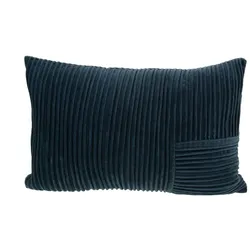 Kissen mit Falten aus blauem Samt - Rechteck Stoff Amadeus 40x8 cm