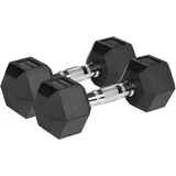 REBEL Hanteln Gusseisen Gummierte HEX 2x8 kg schwarz