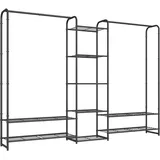 SONGMICS Kleiderständer, offener Kleiderschrank, Kleiderstange, Garderobenständer mit Ablagen, Garderobe aus Metall, freistehend, mattschwarz LGR463B01