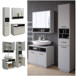 Vicco Badmöbel-Set Badezimmer-Möbel Bad-Schrank Beatrice Grau Anthrazit modern Badezimmerschrank Waschtischunterschrank Spiegelschrank Hochschrank Schranktür Schrankfach
