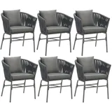 Tectake tectake® Stuhlset, Geflecht im Rope-Design, abnehmbare Polyesterbezüge, 60 x 61 x 77 cm