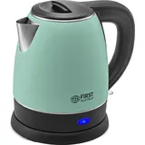 First Austria TZS First Austria Edelstahl Wasserkocher, grün-schwarz, 2200W | 1,2 Liter | Höhe 20cm | 360° Grad Abstellwinkel | integrierter Kalkfilter, Trockenkochschutz, kabellos