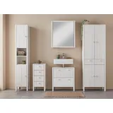 Waschbeckenunterschrank HOME AFFAIRE "Tina", weiß, B:57cm H:61cm T:28cm, Massivholz, Schränke, Badmöbel, Schrank, Breite 60 cm, Massivholz