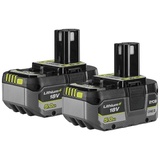 Ryobi 18 V ONE+ Doppelpack 2x 5,0Ah Akku Akku-Set (2 St), IntelliCellTM intelligente Akku-Technologie