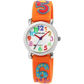 Excellanc Kinderarmbanduhr, Silikonarmband - Silber/Orange