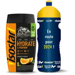 Trinkflasche Isostar Hydrate & Perform Getränkepulver Sonderangebot Orange 560 g + 0,65 l EINHEITSGRÖSSE