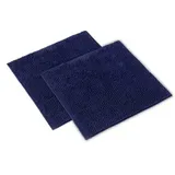 WohnDirect Badematten Set 2 teilig - Dunkelblau 45 x 45 cm - rutschfest & Waschbar - Badvorleger, Badezimmerteppich, WC Vorleger
