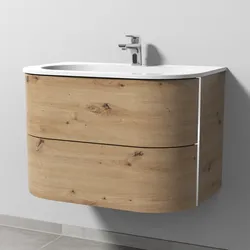 Sanipa 4balance Keramik-Waschtisch + Waschtischunterbau 80 cm mit 2 Auszügen, Badmöbel,