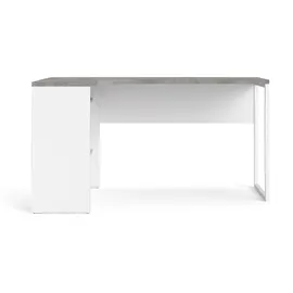 VCM Eckschreibtisch Weiß / Beton Nachbildung