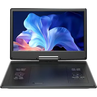 Yoton 16,9" Tragbarer DVD-Player mit 14,1" HD-Schwenkbildschirm für das Auto, 4-6 Stunden Akkulaufzeit, Intelligente Speicherwiedergabe, USB/SD-Unterstützung [Kein Blu-ray Support]