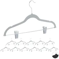 Relaxdays 24 x Samtbügel mit Clips, grau