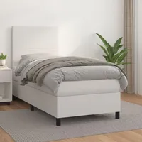 VidaXL Boxspringbett mit Matratze Weiß 100x200 cm Kunstleder