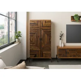 MASSIVMOEBEL24.DE Vitrine LYON 90 x 40 x 180 cm Beige