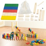 Playtastic 263-teiliges Domino-Set mit Holzsteinen & Action-Elementen