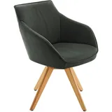 Koinor Armlehnstuhl, Eiche, Dunkelgrün, Holz, Leder, Echtleder, Büffelleder, Wildeiche, massiv, konisch, eckig, 60x84x67 cm, Goldenes M, Dgm, Lederauswahl, Stoffauswahl, Typenauswahl, Gestellauswahl, automatische Rückholfunktion, Sitzfläche 320° drehbar, Esszimmer, Stühle, Esszimmerstühle, Armlehnenstühle